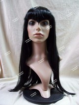 Black Vampiress Wig Widows Peak bangs Gothic Vampire Madame Morticia Addams Vamp - £10.95 GBP