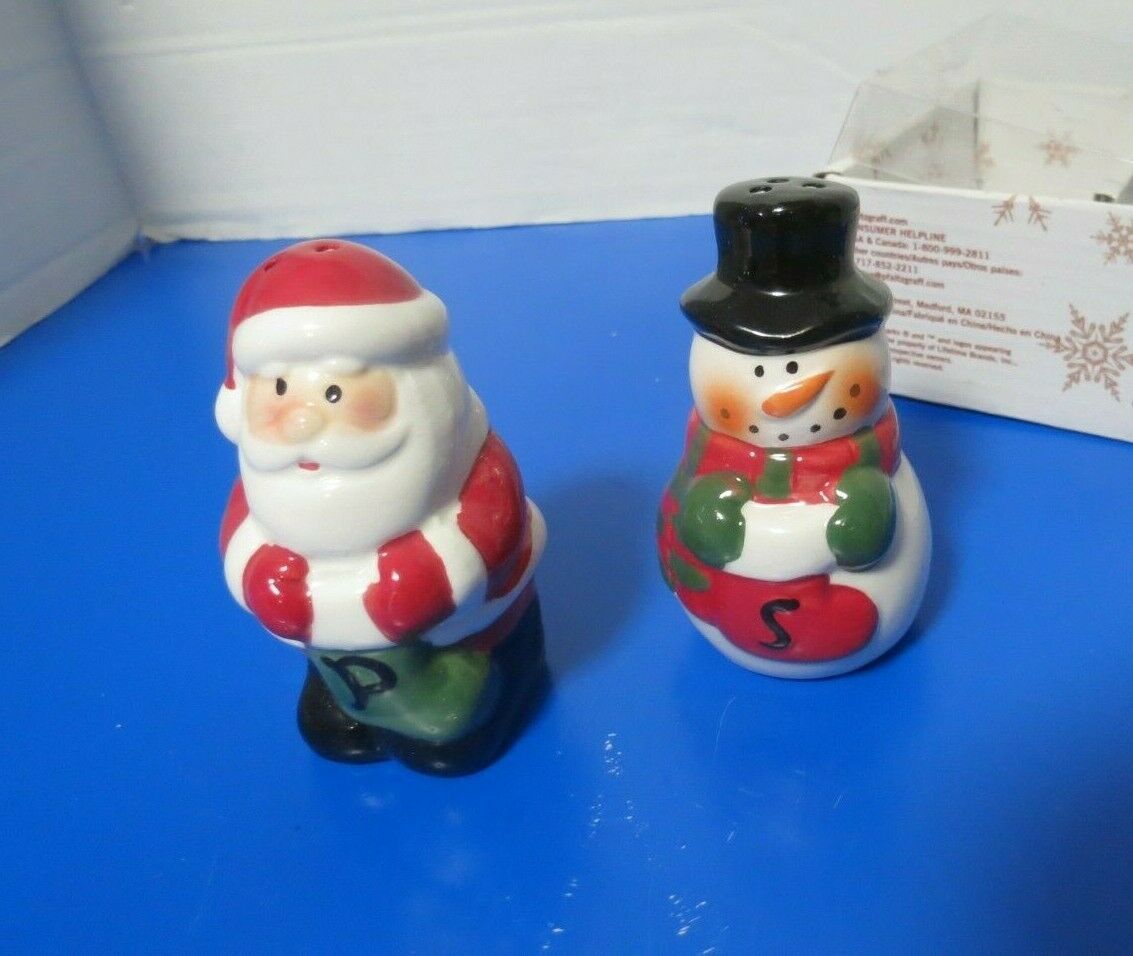 Pfaltzgraff Collectibles Santa Claus & Snowman Salt & Pepper Shakers New In Box - $12.00