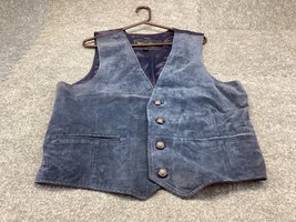 Wilson Leather Vest Waistcoat Mens X-Large Blue Western Yellowstone Cowb... - $27.71