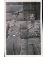 Vintage Commander &amp; Soldier Standing In Front Of Building WWII 1940s - $4.99