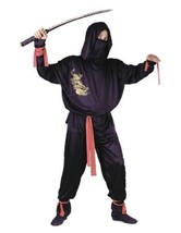 Fun World Men&#39;s Ninja Fighter Halloween Costume Black/Red Adult One Size - £19.94 GBP