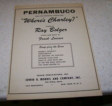 Vintage Sheet Music - PERNAMBUCO - &quot;Where&#39;s Charley?&quot; -1948 - VGUC! - $6.99