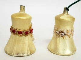Bells Blown Glass Christmas Ornaments set of 2 Ivory - £16.03 GBP