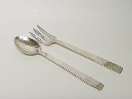 Sanborns Mexico Sterling Silver Salad Serving Set 2pc Heavy MCM Fork Spoon 11&quot; - £352.81 GBP