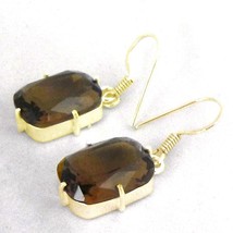 Sterling Silver Smoky Quartz silver/ Gold/Rose Plated Beautiful Women Earrings - £29.33 GBP+