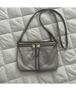 Fossil VTG Leather bag Silvery Tan sparkle shimmer w/gold zippers - $23.38
