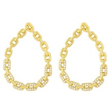 FA Gold Curb Link Chain Earrings For Women Colorful Big Teardrop Earrings Hoop C - £8.40 GBP