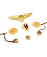 Vintage American Airlines Stewardess Flight Attendant Gold Wings + Tie Tack Pins - £55.52 GBP