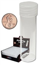 COIN STORAGE TUBES, clear plastic w/ screw on tops for Pennies (Qty = 50... - $19.64