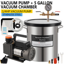 5 Gallon Vacuum Chamber W/3,5Cfm Deep Vane Pump Purge Degas Epoxy Silico... - £171.05 GBP