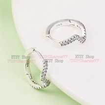 2023 Valentine&#39;s Day Release 925 Sterling Silver Sparkling Wave Hoop Earrings  - £13.74 GBP