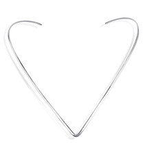 V-Shape Plain .925 Sterling Silver Choker Necklace - £29.73 GBP