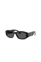 Versace geometric plastic sunglasses with grey lens for women - size 53mm - $171.27