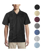 Alberto Cardinali Men&#39;s Guayabera Short Sleeve Cuban Casual Dress Shirt - £16.50 GBP