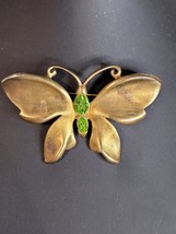Vtg Napier Signed Butterfly Rhinestone PIN BROOCH W/ Gold Tone Metal and Enamel - £18.36 GBP