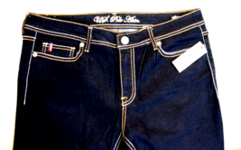 Us Polo Assassin Designer Women&#39;s Dark Blue Jeans w/ White Inseam Sz 18 - £17.94 GBP