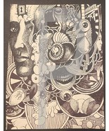 Bill Jameson Surrealism Drawing &quot;Ulocking The Mind Masks&quot; 1968 - $42.08 CAD