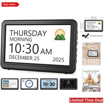 Dimmable Digital Calendar Clock for Seniors - 7" Display, 20 Reminders I... - $66.28