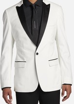 Paisley &amp; Gray Men&#39;s Slim Fit Velvet Dinner Jacket  Frost Velvet Cream/W... - $158.94