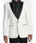 Paisley &amp; Gray Men&#39;s Slim Fit Velvet Dinner Jacket  Frost Velvet Cream/W... - $158.94