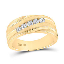 10kt Yellow Gold Mens Round Diamond Diagonal Wedding Band Ring 1/2 Cttw - £1,518.86 GBP