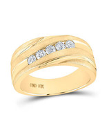 10kt Yellow Gold Mens Round Diamond Diagonal Wedding Band Ring 1/2 Cttw - £1,501.23 GBP