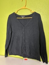 Womens Top Designer Originals Black Button Front Vintage Cotton Blend - $14.70