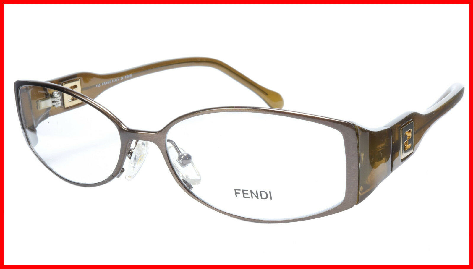 Primary image for FENDI Eyeglasses Frame F707 (205) Metal Acetate Brown Italy Made 54-15-135, 31