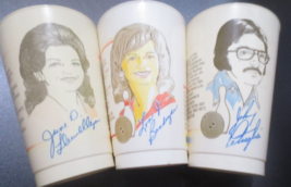 3  COCA-COLA Bowler CUPS JOHNNY PETRAGLIA ,June Llewellyn,  Loa J. Boxbe... - $12.38