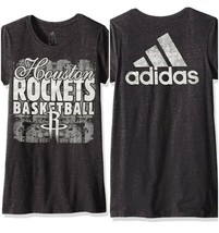 Adidas NBA Houston Rockets 2 Sided Short Sleeve T-Shirt Heather Black Womens S - £11.58 GBP