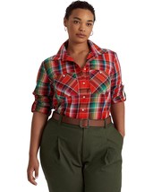 New Lauren Ralph Lauren Cotton Red Green Plaid Shirt Blouse Size 1 X Women $135 - £61.35 GBP
