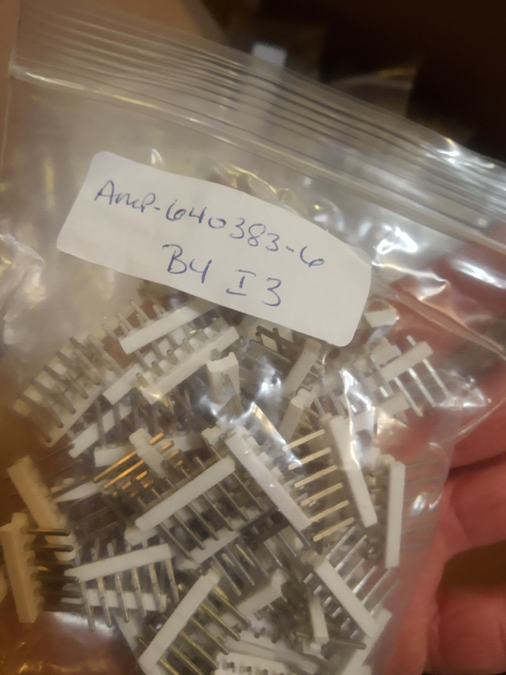NEW LOT of 55 Wire Housings FLAT HEADER STRT 6-Pin Square post tin AMP 6... - $28.22