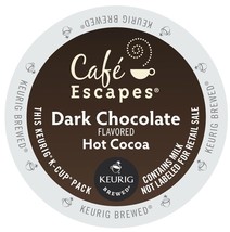 Cafe Escapes Dark Chocolate Hot Cocoa  24 to 144 K cups Pick Any Size FR... - $25.89+