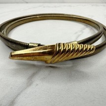 Vintage Skinny Gold Tone Coil Stretch Cinch Belt Size XS Small S - £7.74 GBP