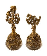 Elegant Matson Perfume Bottle Gold Brass Filigri over Glass Vintage Set ... - $125.00