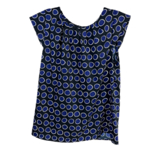 Banana Republic Womens Blouse Black Blue Polka Dot Cap Sleeve Pullover Artsy S - £16.41 GBP