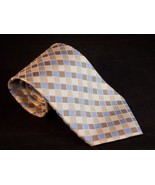 MEN&#39;S TIE GEOFFERY BEENE 58&quot; Stain Resistant Creme Brown and Blue Checkered - $7.91