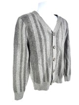 Goodfellow &amp; Co Men&#39;s V-Neck Cardigan Sweater, Gray Stripe Midweight Rib... - $29.70