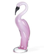 15" Pink Murano Glass Flamingo Figurine Tabletop Sculpture - $209.91 CAD