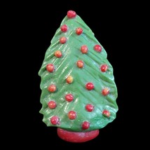 Vintage Plastic Clay Christmas Tree Brooch Pin With Red Baubles Safety C... - $10.40