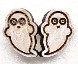 Ghost Earrings - White - Halloween - Wood - £11.15 GBP