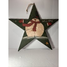 Hanging Wooden Snowman Welcome Sign 21&quot; x 22&quot; - $19.99