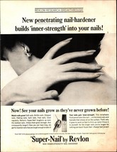 1964 Revlon Vintage Print Ad Fingernail Polish Super Nail Hardener Woman... - $24.11