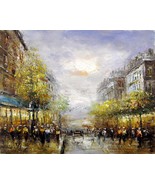 16x20 inches Paris  stretched Oil Painting Canvas Art Wall Decor modern714 - $55.49 CAD