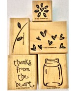 STAMPIN UP THANKS FROM THE HEART 5/6 RUBBER STAMPS JAR RARE - $8.83 CAD
