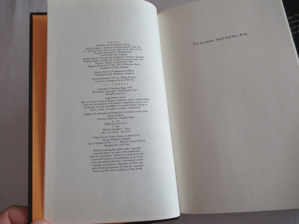 Dolores Claiborne STEPHEN KING Viking First Edition $23.50 HC Hardcover DJ Book Item image 10