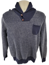 J.Crew Wool Sweater Men&#39;s Size M Blue Lambswool E0673 Cowl Neck - £20.63 GBP