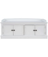 TREXM White Storage Bench with 4 Doors, Adjustable Shelves, Cushion - $286.99
