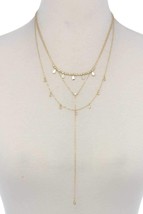 Hammered Teardrop Shape Dangle Layered Necklace - £22.42 GBP