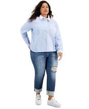 MSRP $49 And Now This Women Plus Size Cotton Striped Poplin Shirt Size 0X - £8.70 GBP